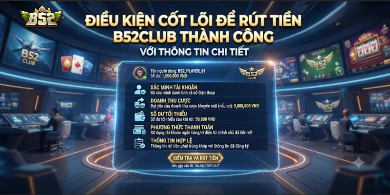 Điều kiện cốt lõi để rút tiền B52CLUB thành công