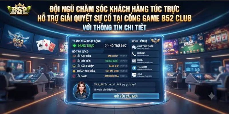 Đội ngũ chăm sóc khách hàng túc trực hỗ trợ giải quyết sự cố tại cổng game B52 CLUB