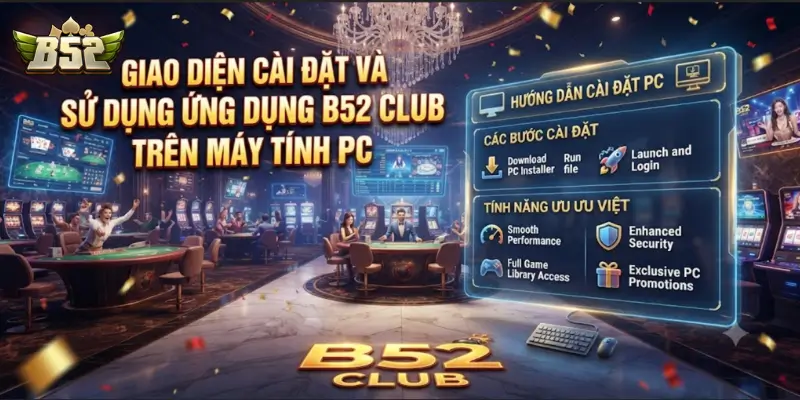 Giao diện cài đặt và sử dụng ứng dụng B52 CLUB trên máy tính PC