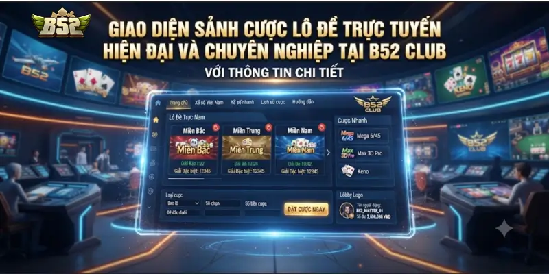 Giao diện sảnh cược lô đề trực tuyến hiện đại và chuyên nghiệp tại B52 CLUB
