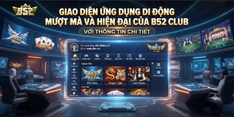 Giao diện ứng dụng di động mượt mà và hiện đại của B52 CLUB