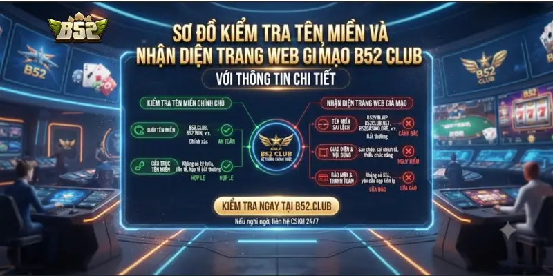 Sơ đồ kiểm tra tên miền và nhận diện trang web giả mạo B52 CLUB
