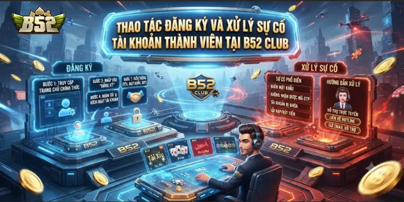 Thao tác đăng ký và xử lý sự cố tài khoản thành viên tại B52 CLUB