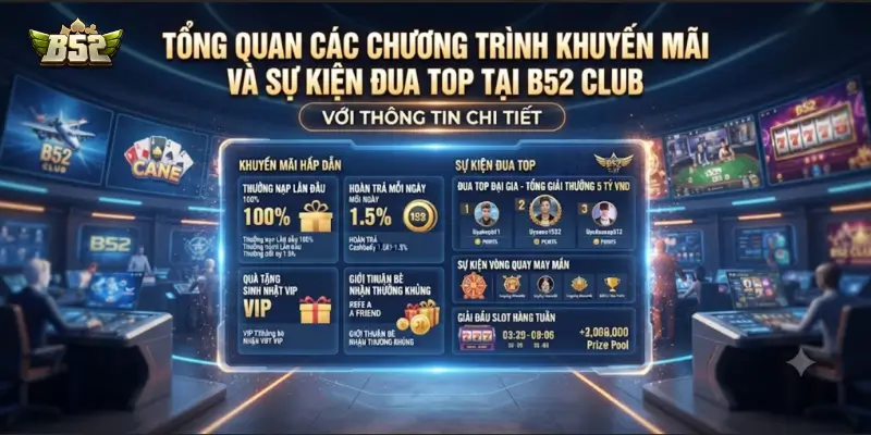 Tổng quan các chương trình khuyến mãi và sự kiện đua top tại B52 CLUB
